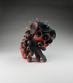 Einzigartige rote und schwarze organische Skulptur, Toni Losey