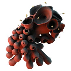 Einzigartige rote und schwarze organische Skulptur, Toni Losey