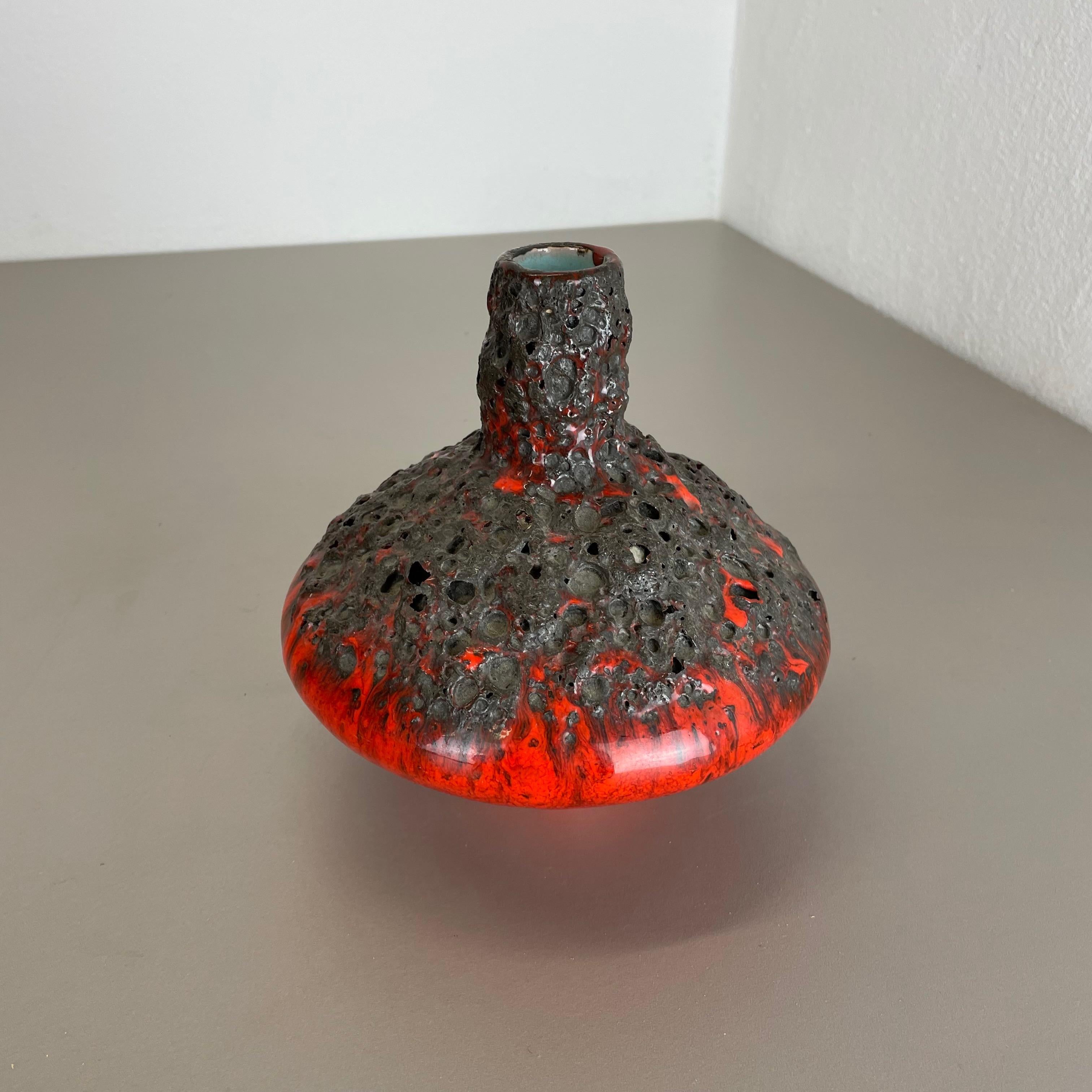 Mid-Century Modern Unique Red Black Ceramic Pottery 