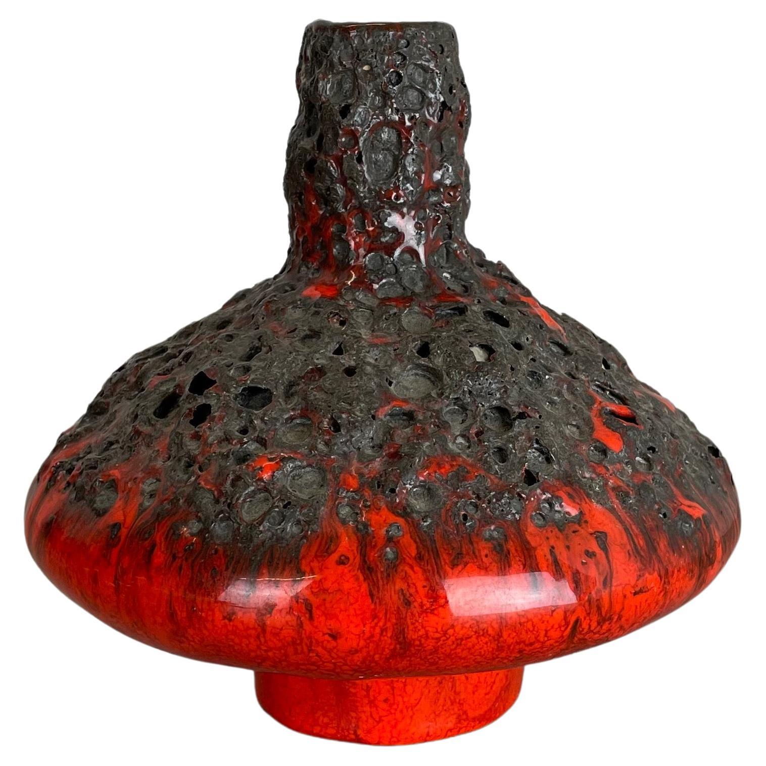 Unique Red Black Ceramic Pottery "UFO" Vase Object by Otto Keramik Germany, 1970 For Sale