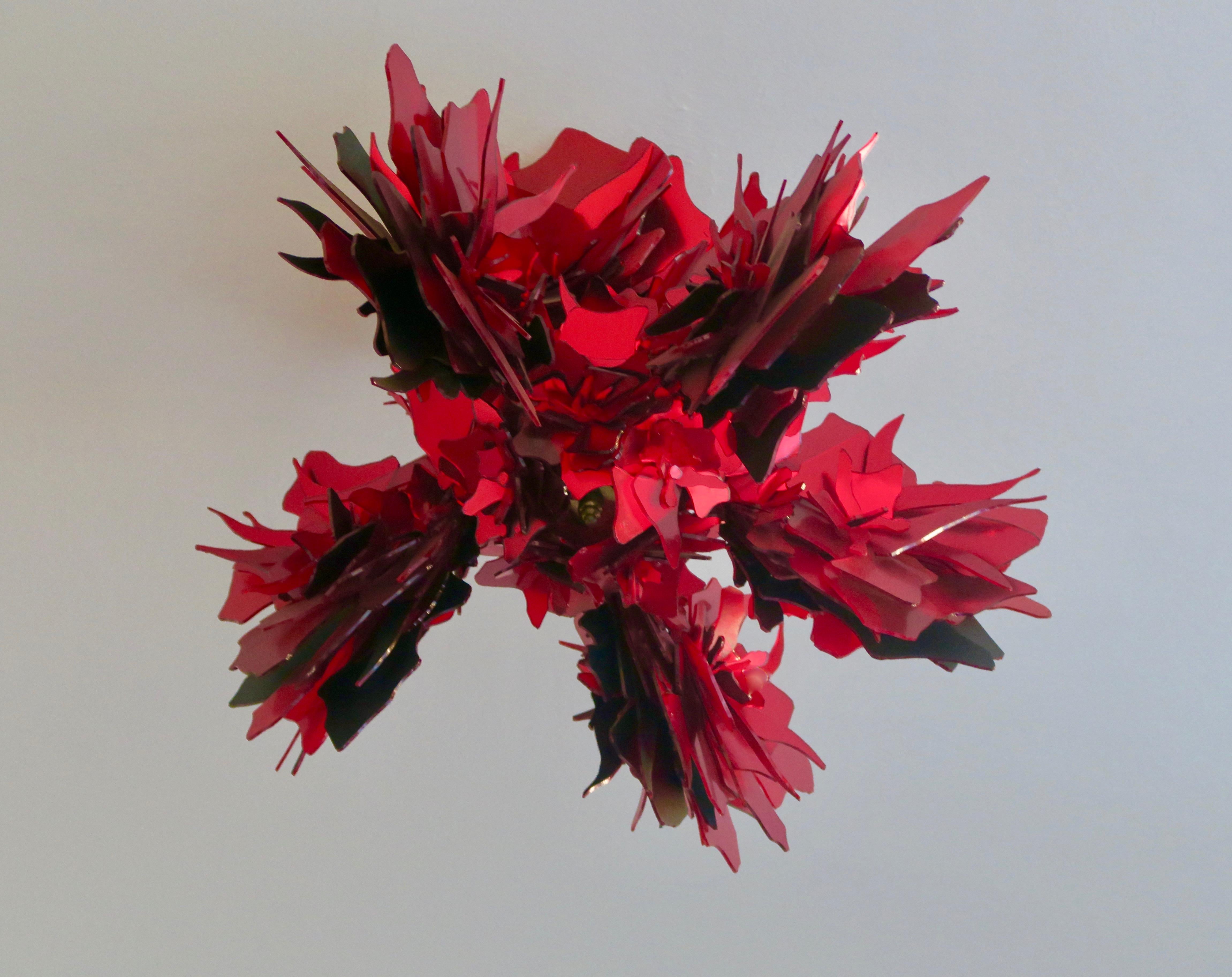 Unique Red Crystal Flower Ceiling Lamp For Sale 1