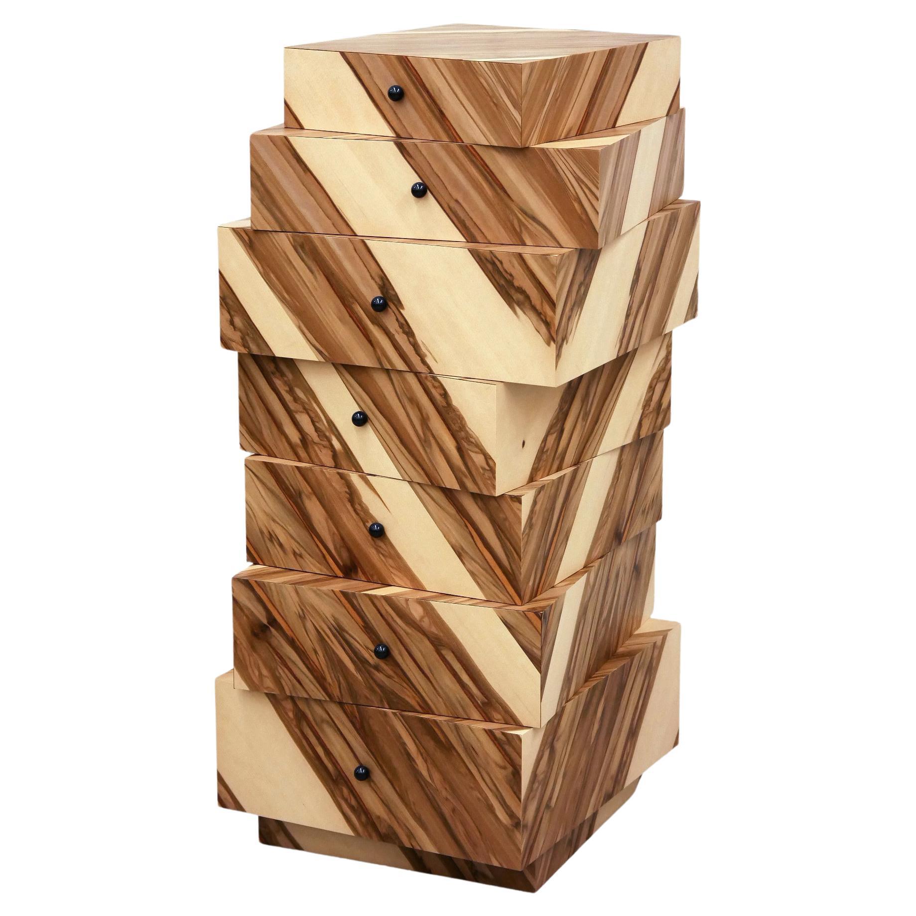 Unique Red Gum Chest of Drawers 
Schubladenstapel #1203, Swiss Made