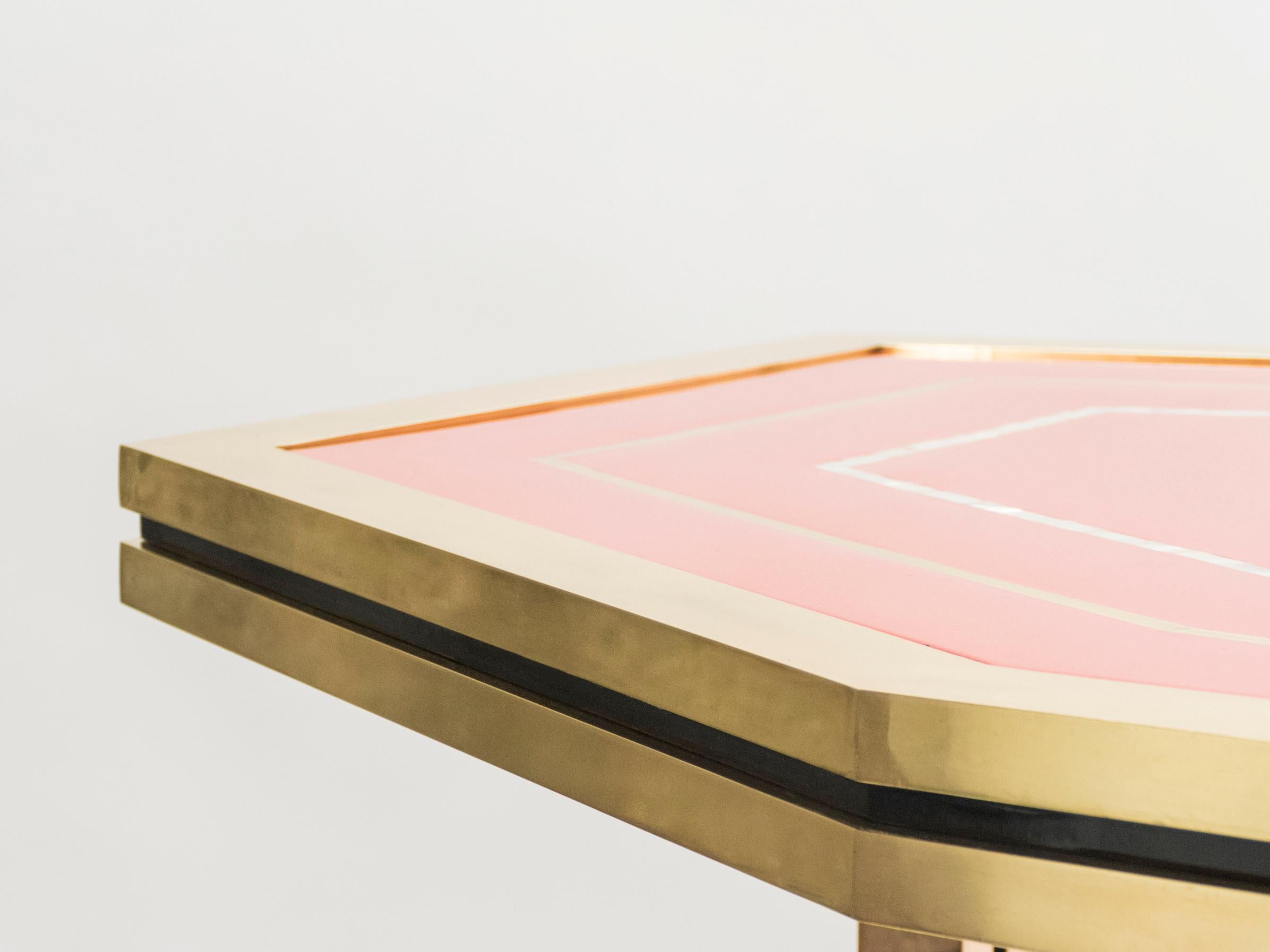 Unique Red Lacquer and Brass Maison Jansen Dining Table, 1970s 8