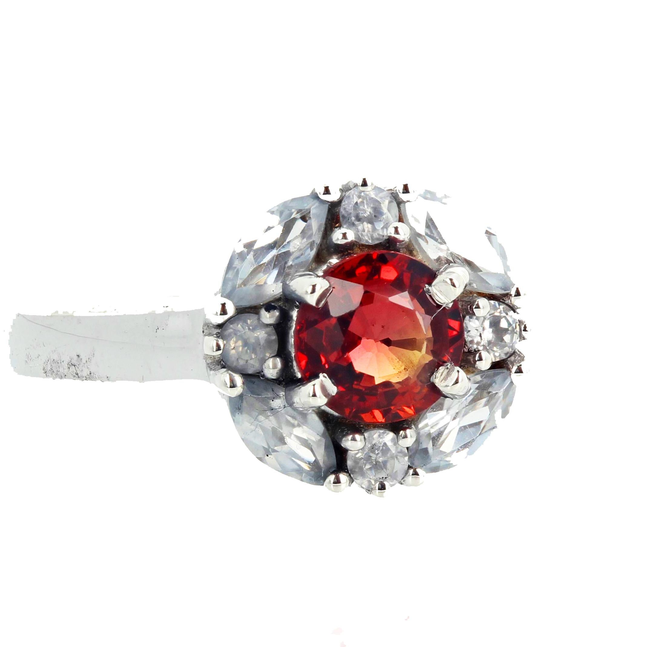 AJD RARE Schöner roter Tansanischer Songea-Saphir-Ring mit natürlichem weißem Zirkon für Damen oder Herren im Angebot