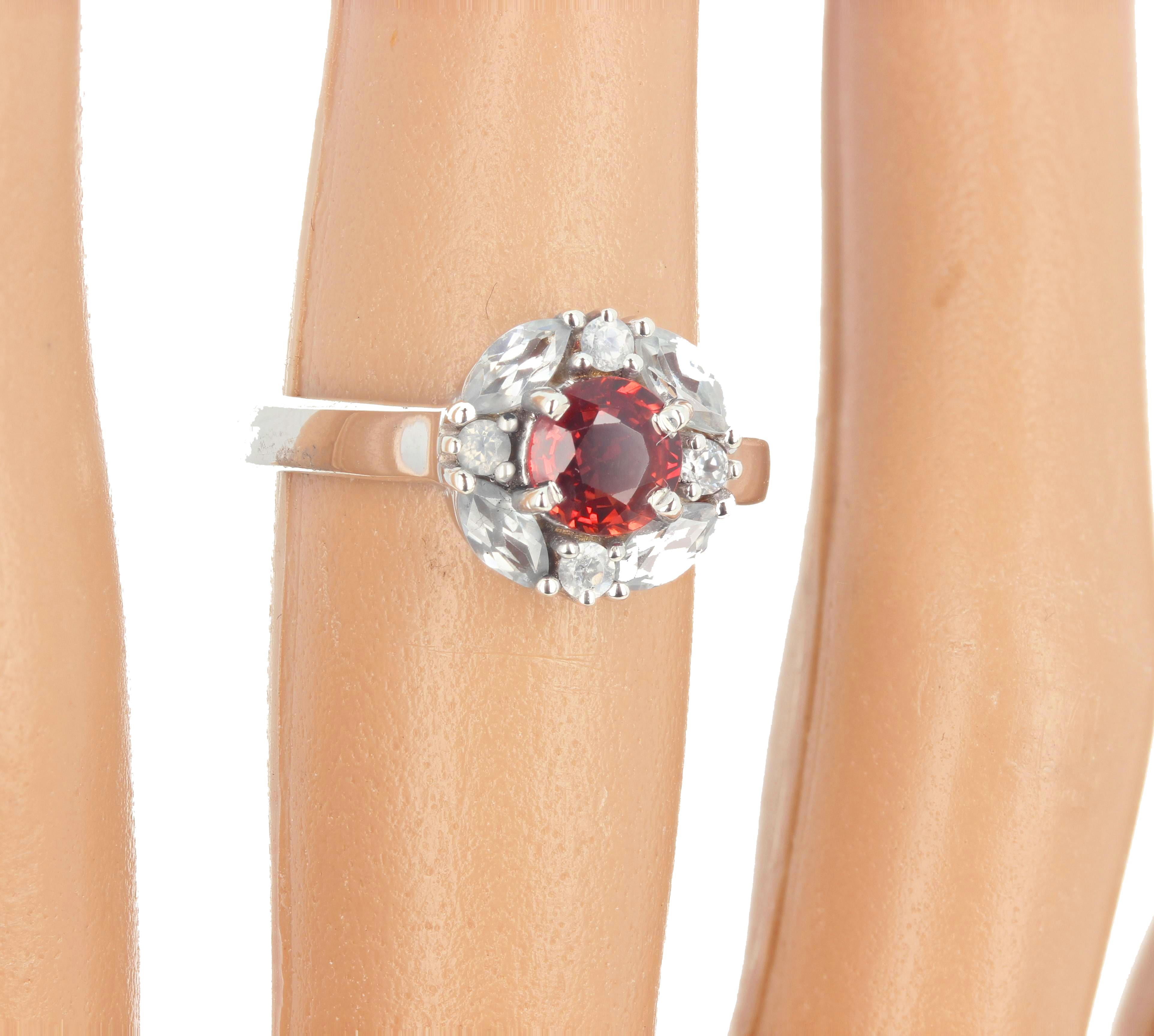 AJD RARE Lovely Red Tanzanian Songea Sapphire & Natural White Zircon Ring In New Condition For Sale In Raleigh, NC