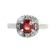 AJD RARE Lovely Red Tanzanian Songea Sapphire & Natural White Zircon Ring