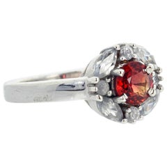 AJD RARE Lovely Red Tanzanian Songea Sapphire & White Zircon Ring