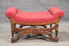Unique Rennaisance Revival Carved Walnut Bench Stool Attributed Pottier & Stymus
