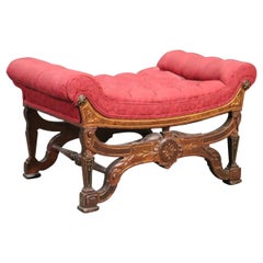 Unique Rennaisance Revival Carved Walnut Bench Stool Attributed Pottier & Stymus