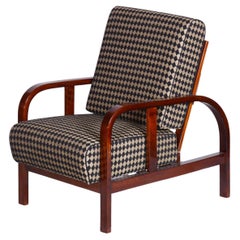Unique Restored ArtDeco Walnut Reading Reclining Chair, High Gloss, 1920s