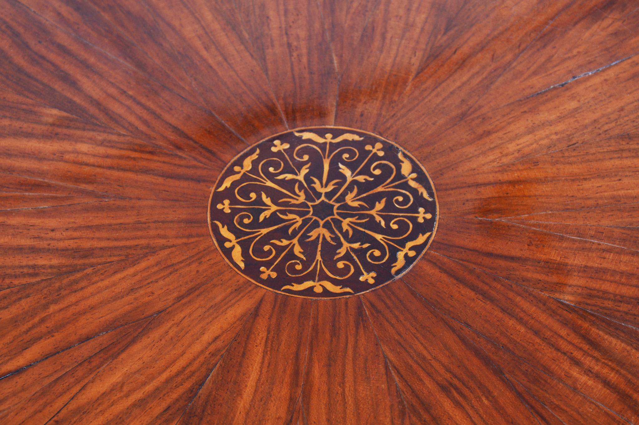 Unique Restored Austrian Biedermeier Walnut Folding Round Dining Table, 1820s 2