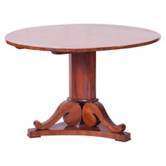 Unique Restored Austrian Biedermeier Walnut Folding Round Table, 1830s