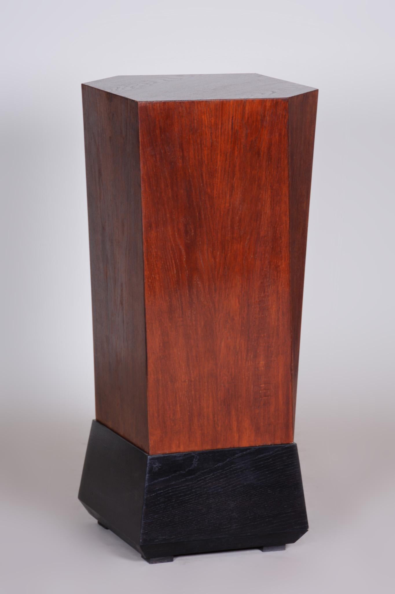 Unique Restored Oak Cubist Pedestal from Czechoslovakia by Josef Gocar, 1920s 1
