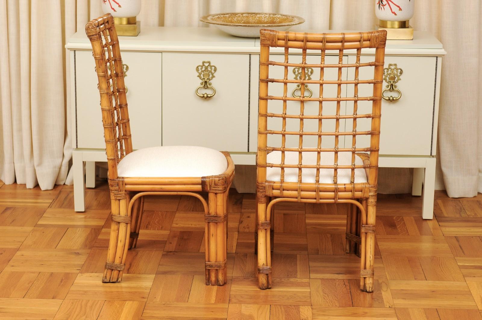 Cane Unique Restored Set of 8 Square Series Dining Chairs by Henry Olko, circa 1979 For Sale