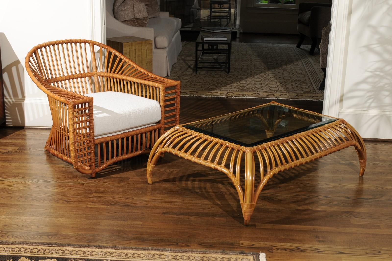 Cane Unique Restored Tiara Coffee Table by Henry Olko for Willow and Reed, circa 1979 For Sale
