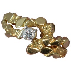 Unique Retro 14 Carat Gold and Diamond Jewelry Set, circa 1960