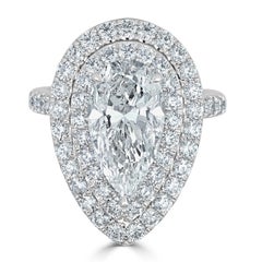 Unique Ring Set with Pear Shaped Diamond 3.01 Carat F Color Internally Flawless