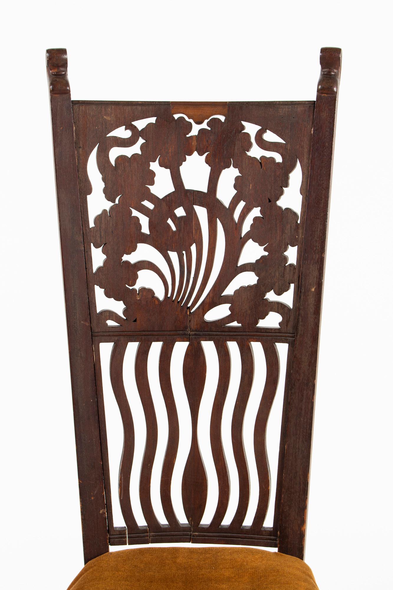 Unique Rippl-Rónai József Art Nouveau Chairs, circa 1900s For Sale 3