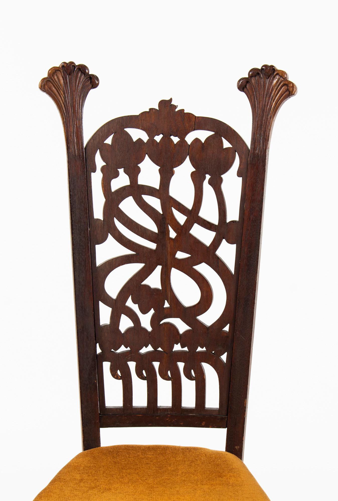 Unique Rippl-Rónai József Art Nouveau Chairs, circa 1900s For Sale 5