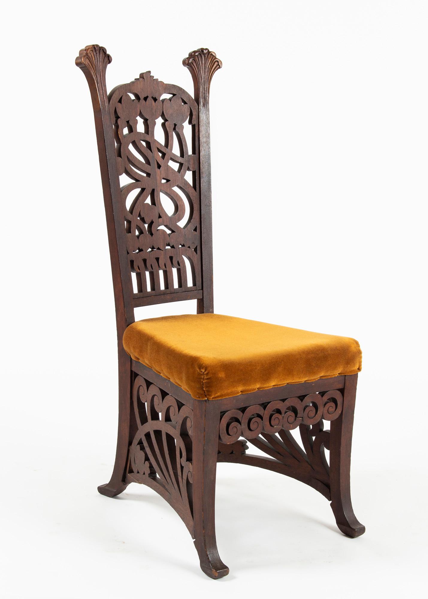 Unique Rippl-Rónai József Art Nouveau Chairs, circa 1900s For Sale 7