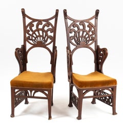 Unique Rippl-Rónai József Art Nouveau Chairs, circa 1900s