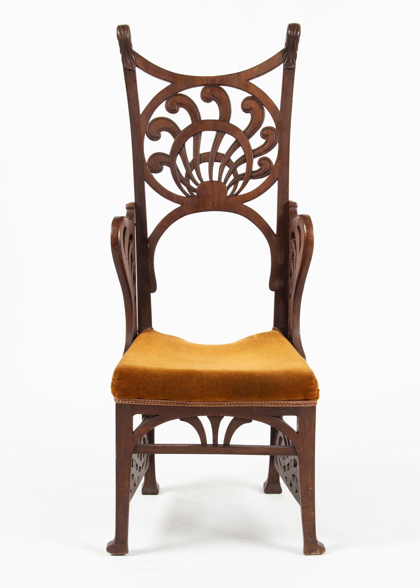 European Unique Rippl-Rónai József Art Nouveau Chairs, circa 1900s For Sale