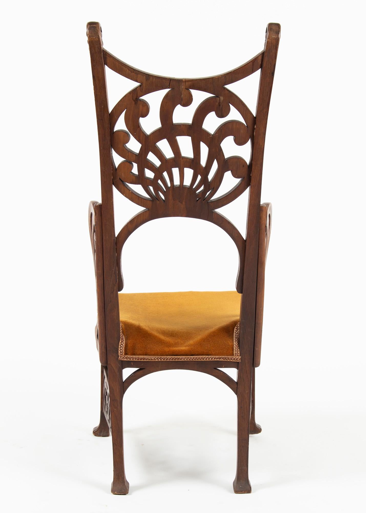 Upholstery Unique Rippl-Rónai József Art Nouveau Chairs, circa 1900s For Sale