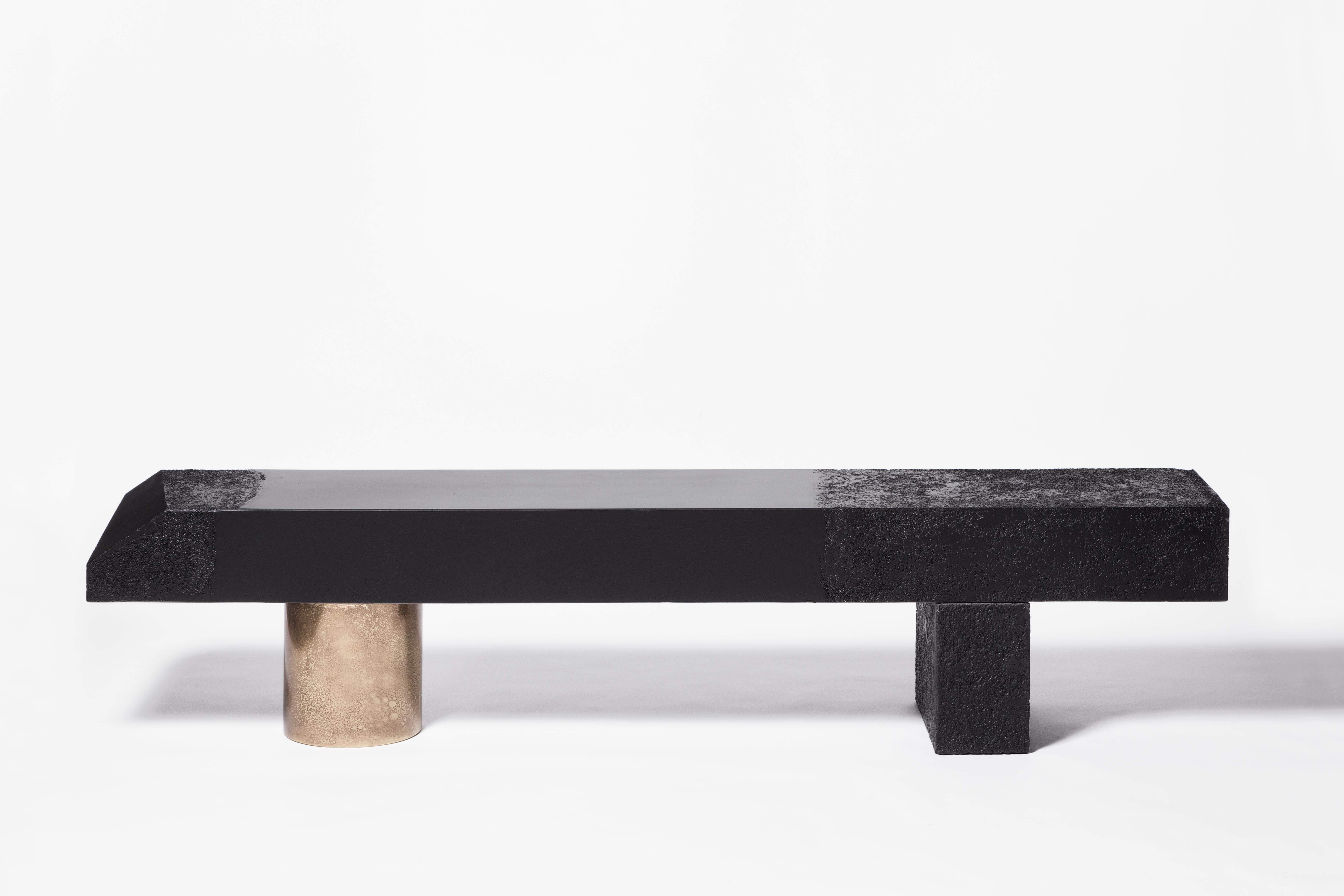 Unique rive bench by Draga & Aurel
Dimensions: W 210 D 40 H 45
Materials: Concrete

Concrete, textured, solid, and rough. In contrast with the transparency and brightness of resin but at the same time similar in workmanship and pliant potential,