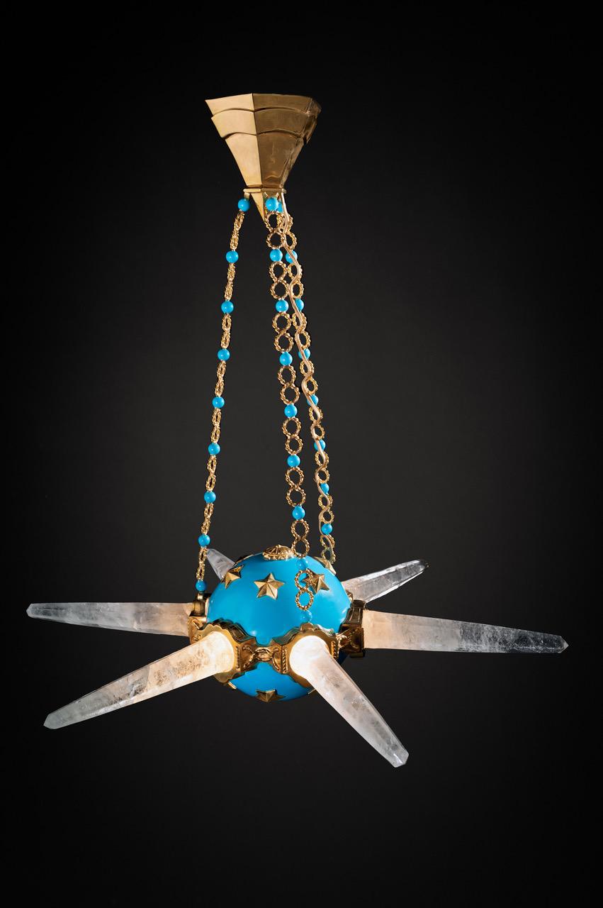 Unique Rock Crystal Chandelier, Constellation Model by Alexandre Vossion In Excellent Condition In SAINT-OUEN, FR