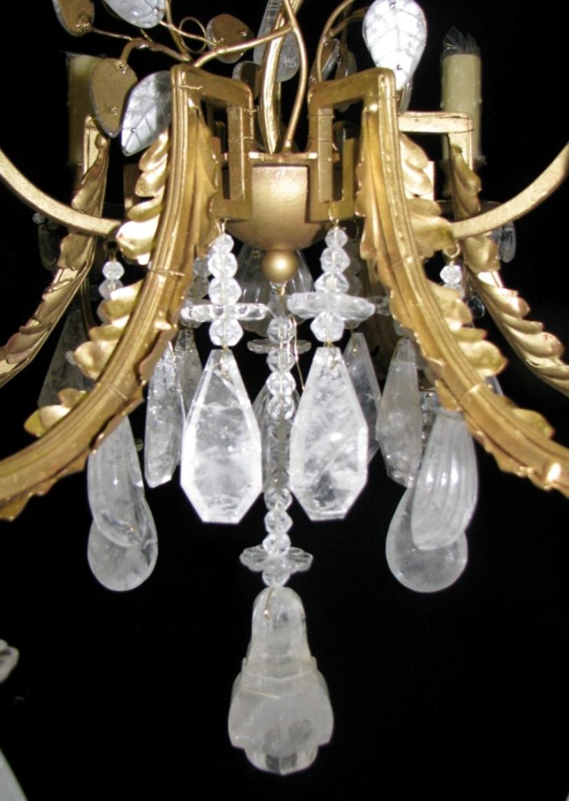 Unique  Rock Crystal chandelier, Faberge esque In Excellent Condition For Sale In Cypress, CA