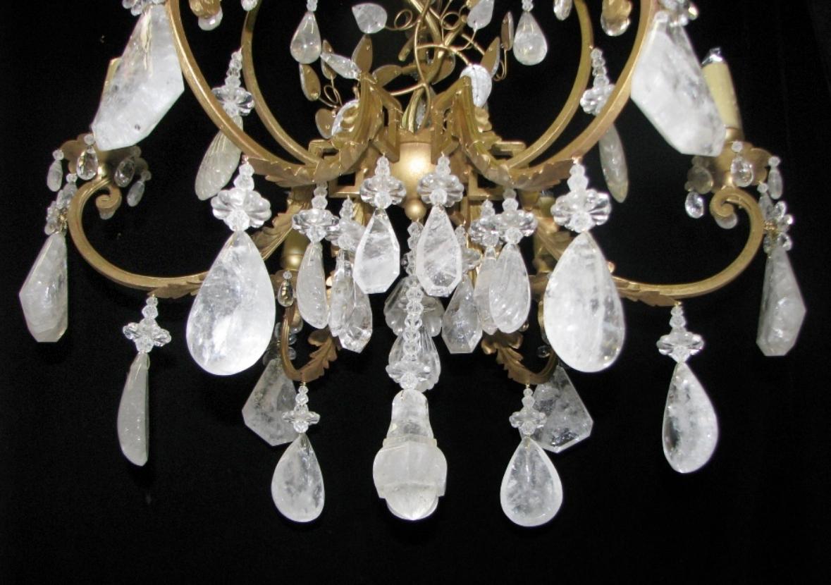 Contemporary Unique  Rock Crystal chandelier, Faberge esque For Sale