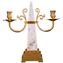 Unique Rock Crystal Pyramid, Candelabra and Lamp by Alexandre Vossion