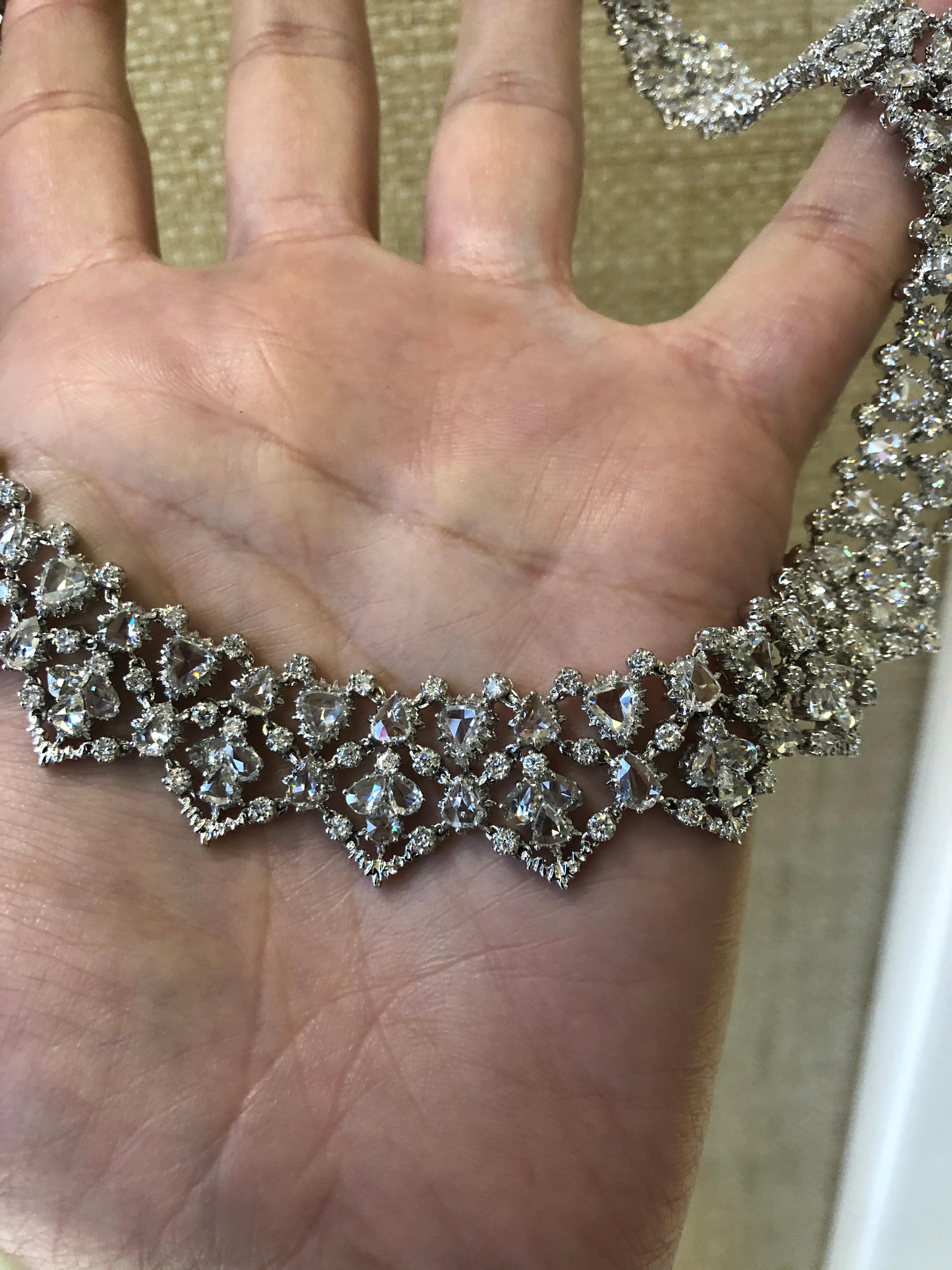 Halskette mit einzigartigem Diamanten im Rosenschliff und Vollschliff im Zustand „Neu“ im Angebot in New York, NY
