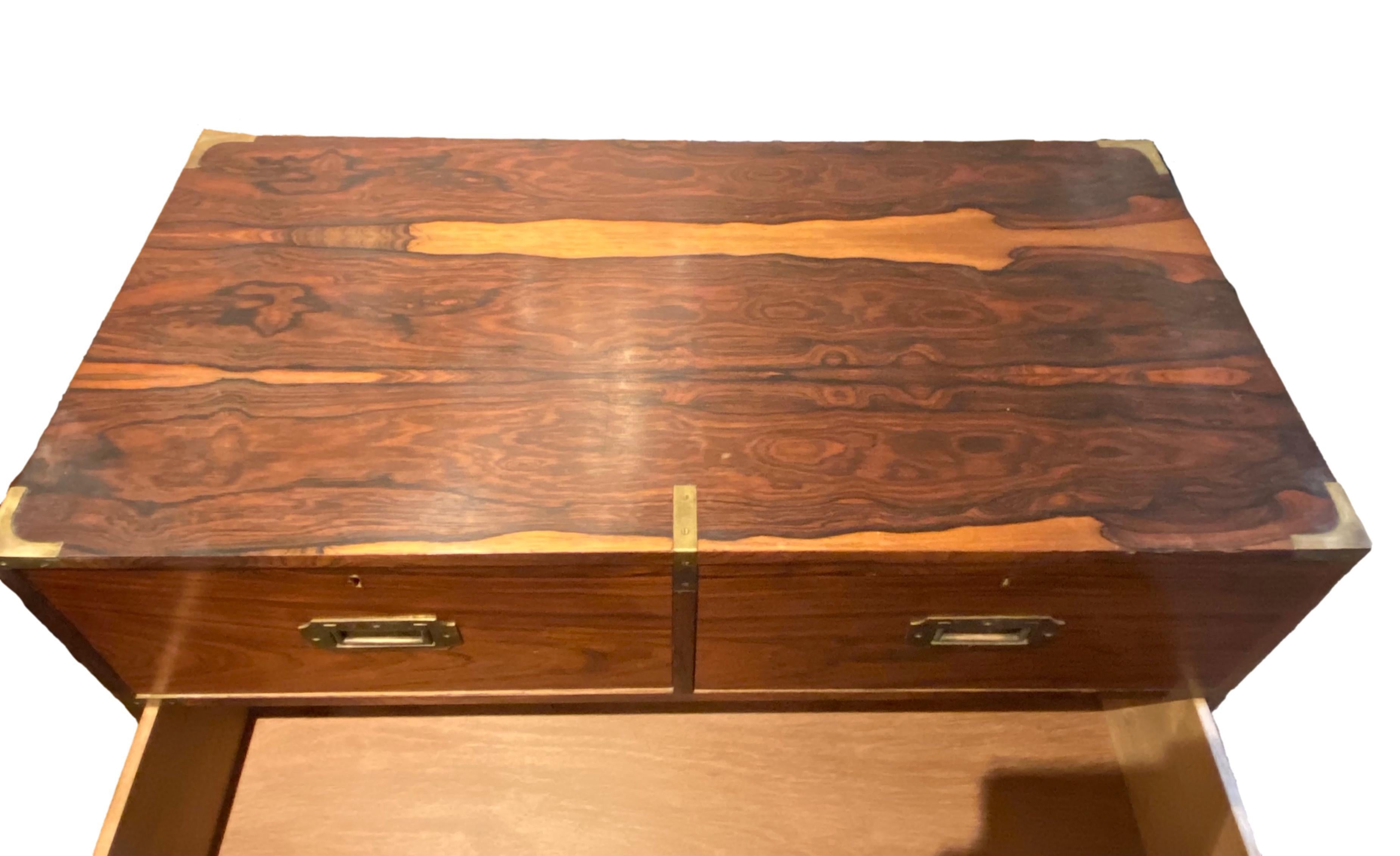 Unique Rosewood Campaign Chest In Good Condition For Sale In East Hampton, NY