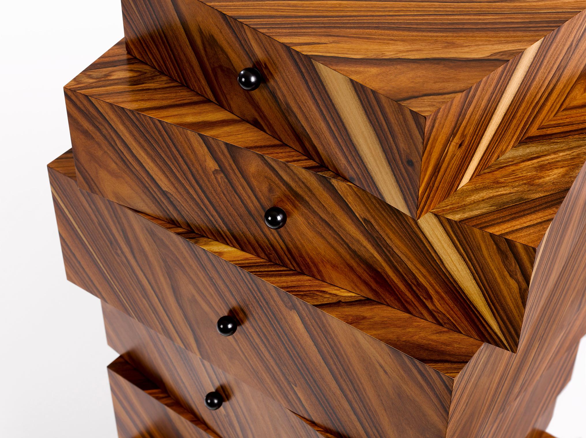 Modern Unique Rosewood Chest of Drawers 'Schubladenstapel #1219, Swiss Made