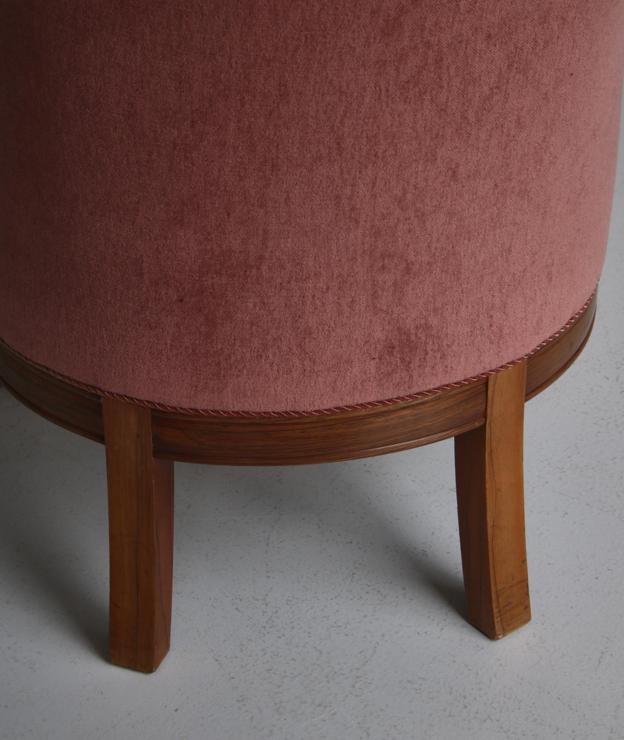 Unique Rosewood & Pink Velvet Lounge Chair Attributed to Uno Åhrén For Sale 2