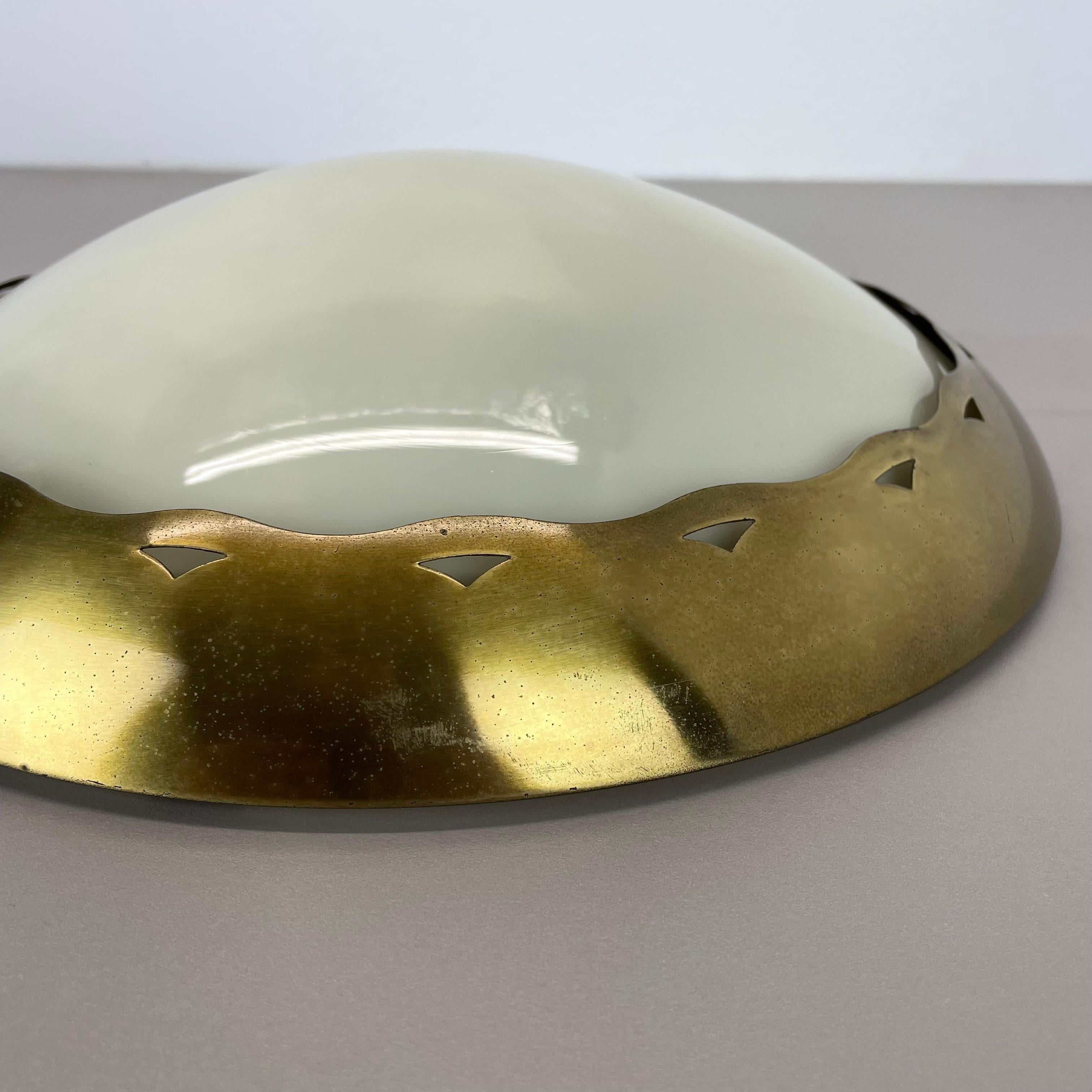 unique round 38cm Brass Gino Sarfatti Style Ceiling Light Flushmount, Italy 1950 For Sale 3