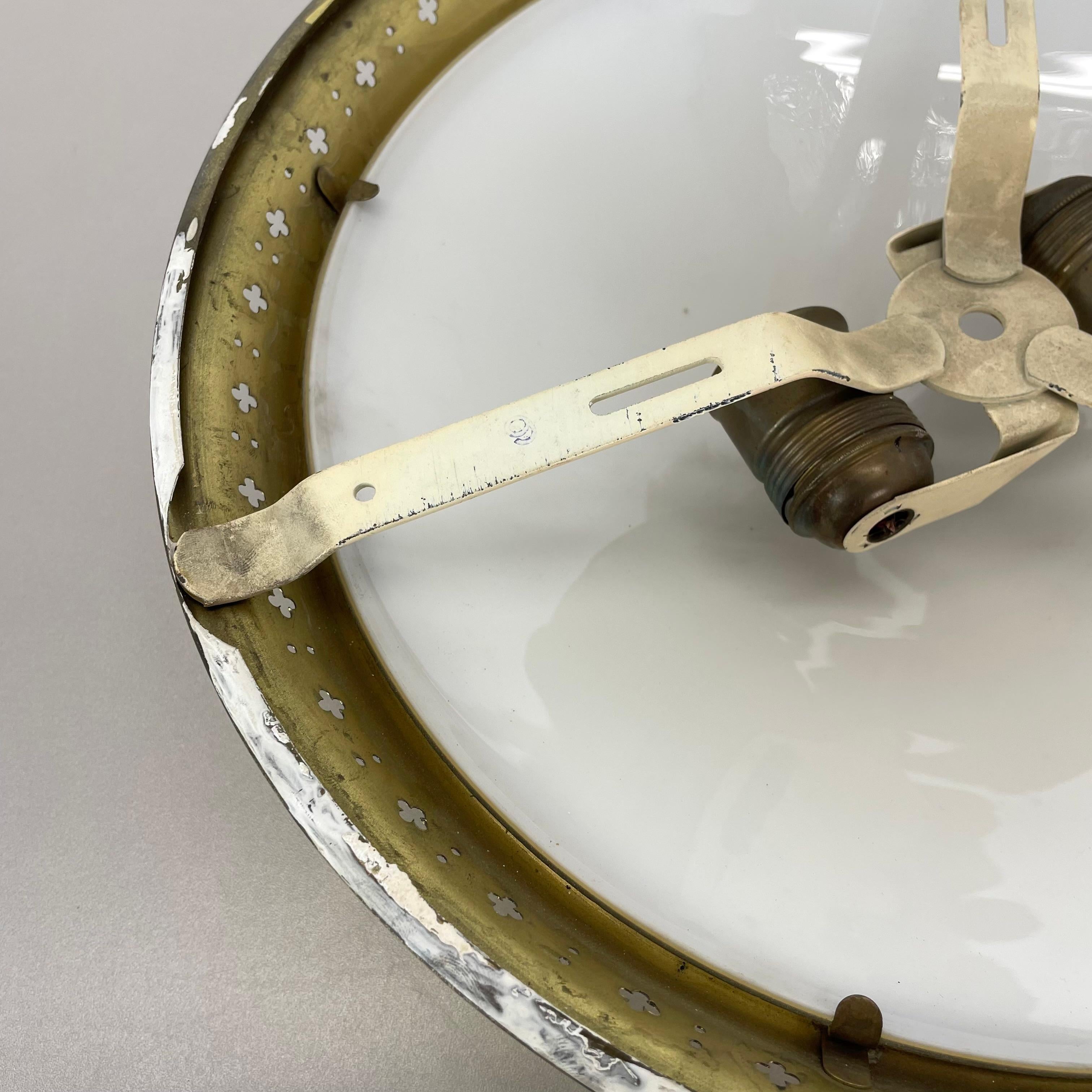 unique round 38cm Brass Gino Sarfatti Style Ceiling Light Flushmount, Italy 1950 8