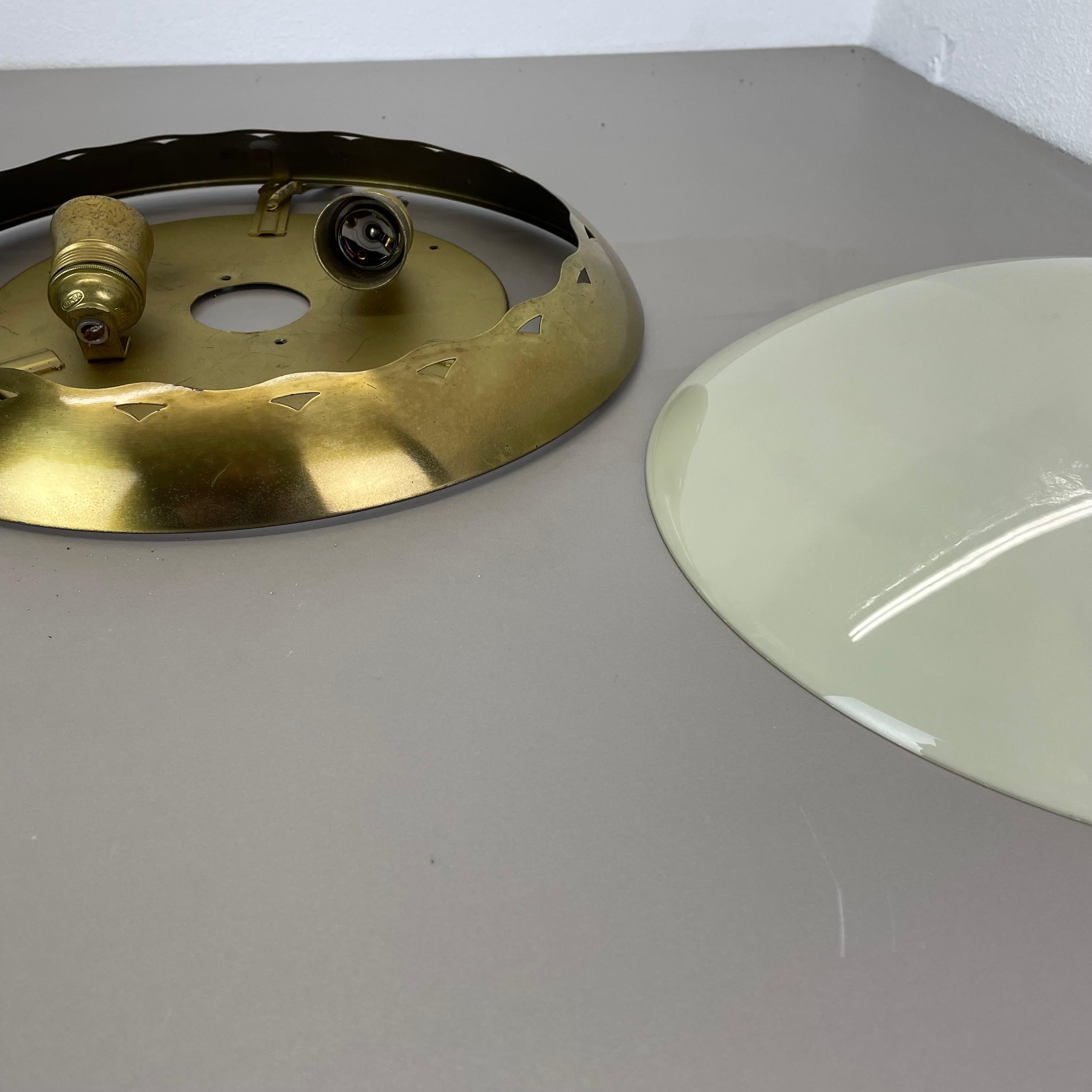 unique round 38cm Brass Gino Sarfatti Style Ceiling Light Flushmount, Italy 1950 For Sale 9
