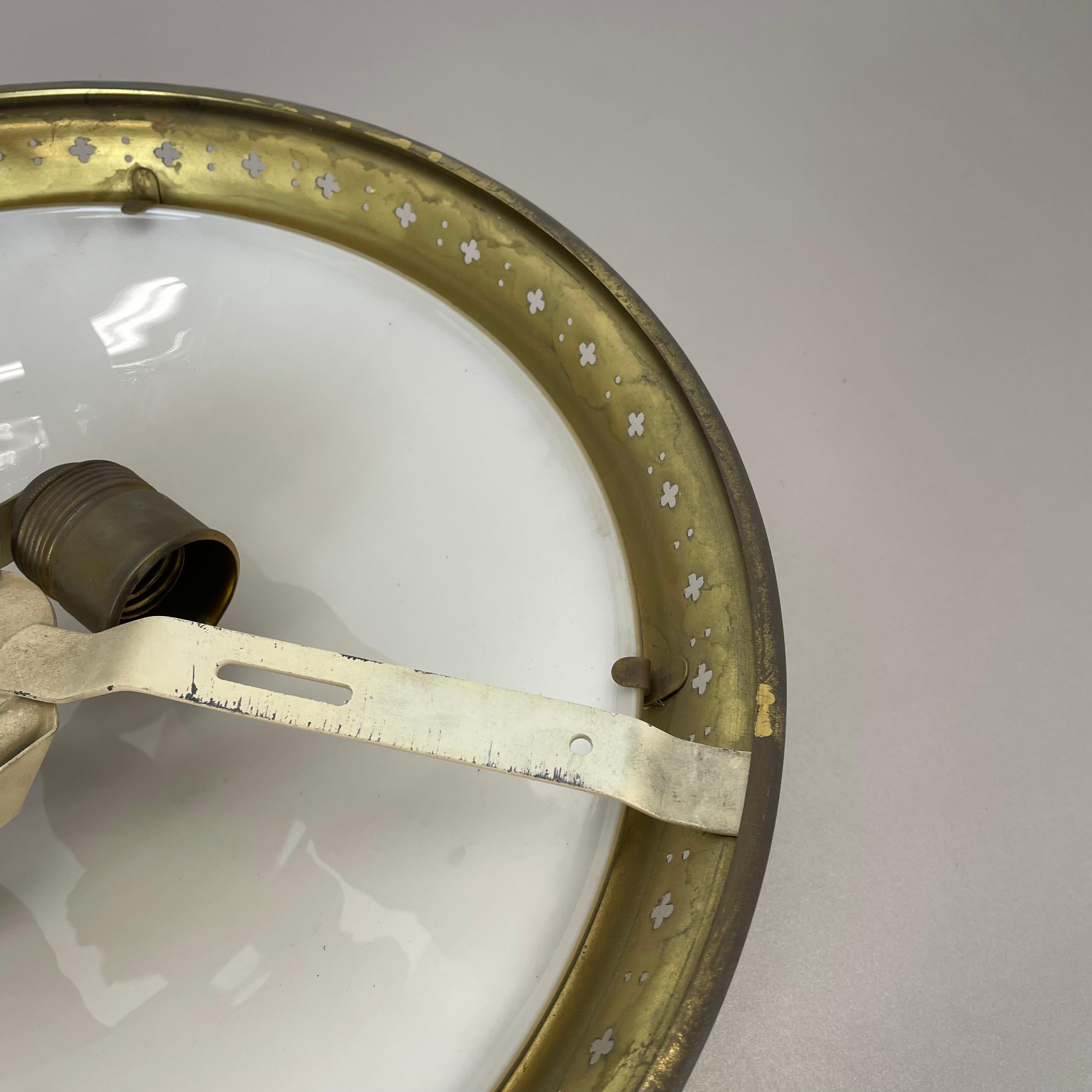 unique round 38cm Brass Gino Sarfatti Style Ceiling Light Flushmount, Italy 1950 10