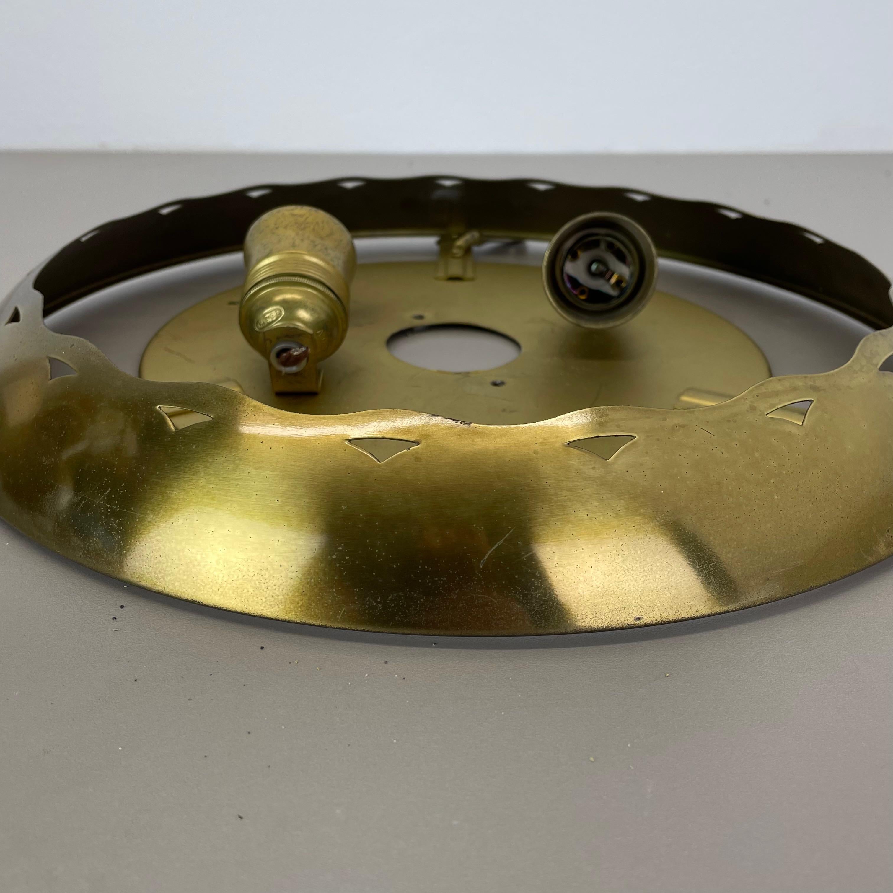 unique round 38cm Brass Gino Sarfatti Style Ceiling Light Flushmount, Italy 1950 For Sale 10