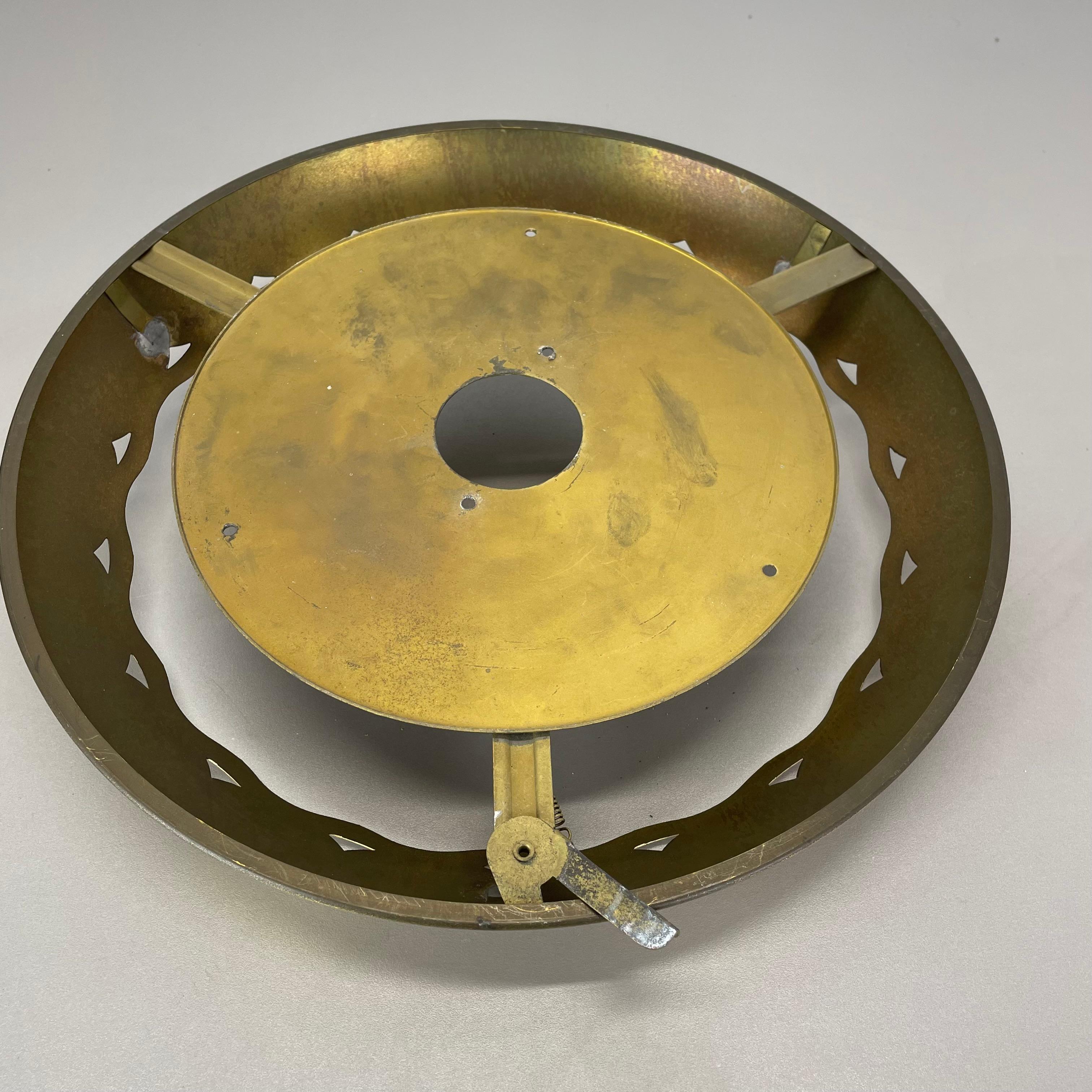 unique round 38cm Brass Gino Sarfatti Style Ceiling Light Flushmount, Italy 1950 For Sale 11