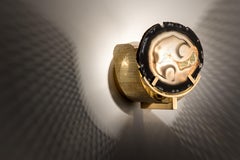 Unique Round Agate Stone and Brass Sconces