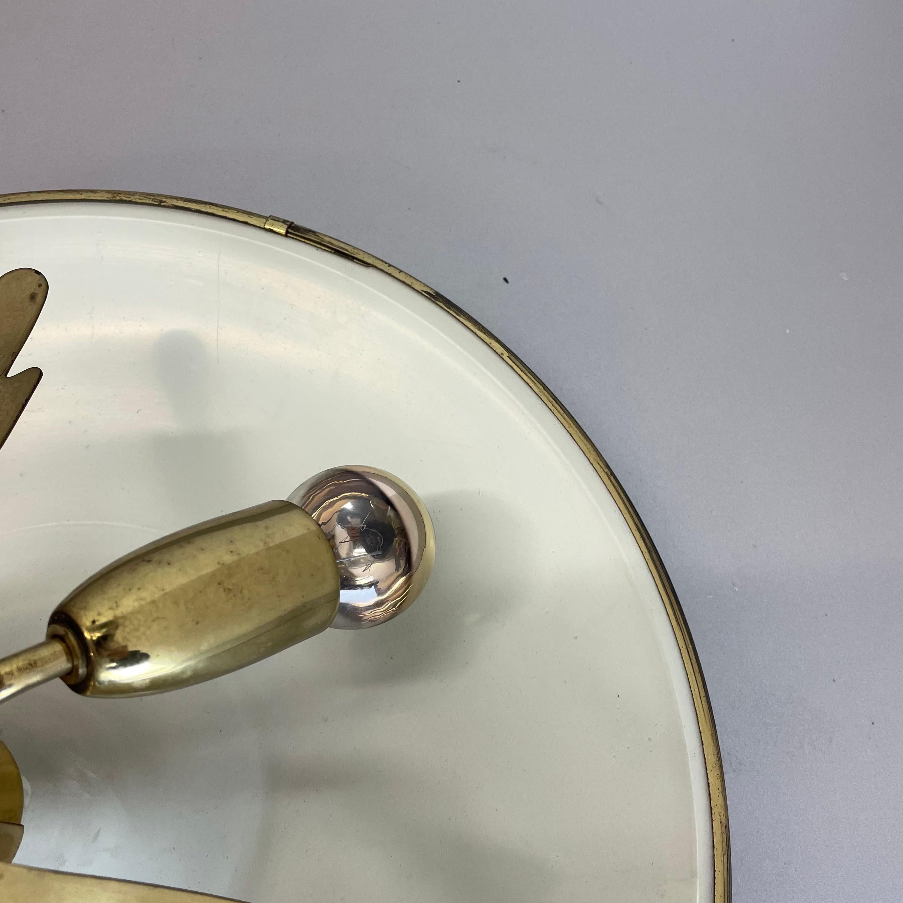 unique round Brass Gino Sarfatti Style Ceiling Light Flushmount, Italy 1950s For Sale 4