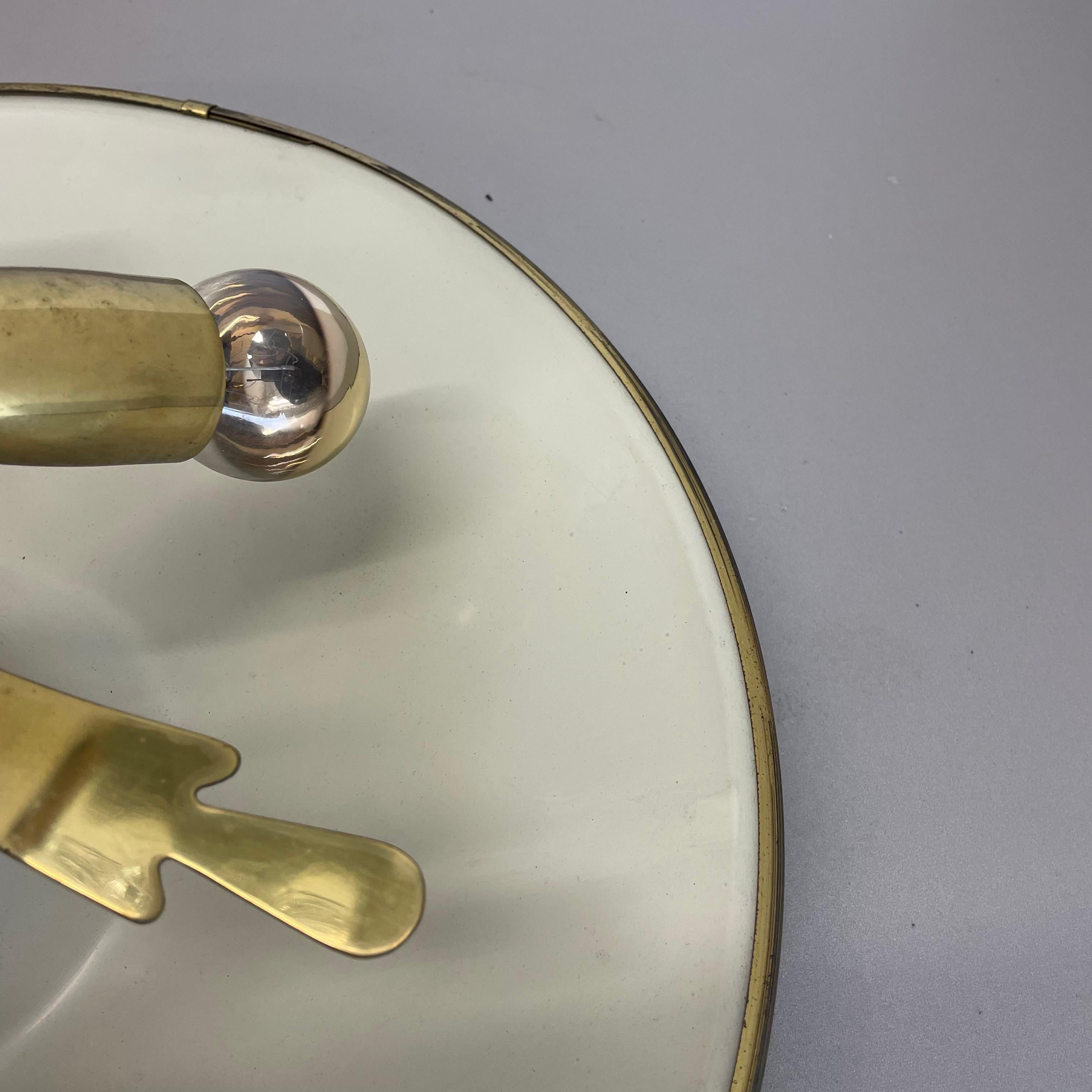 unique round Brass Gino Sarfatti Style Ceiling Light Flushmount, Italy 1950s For Sale 5
