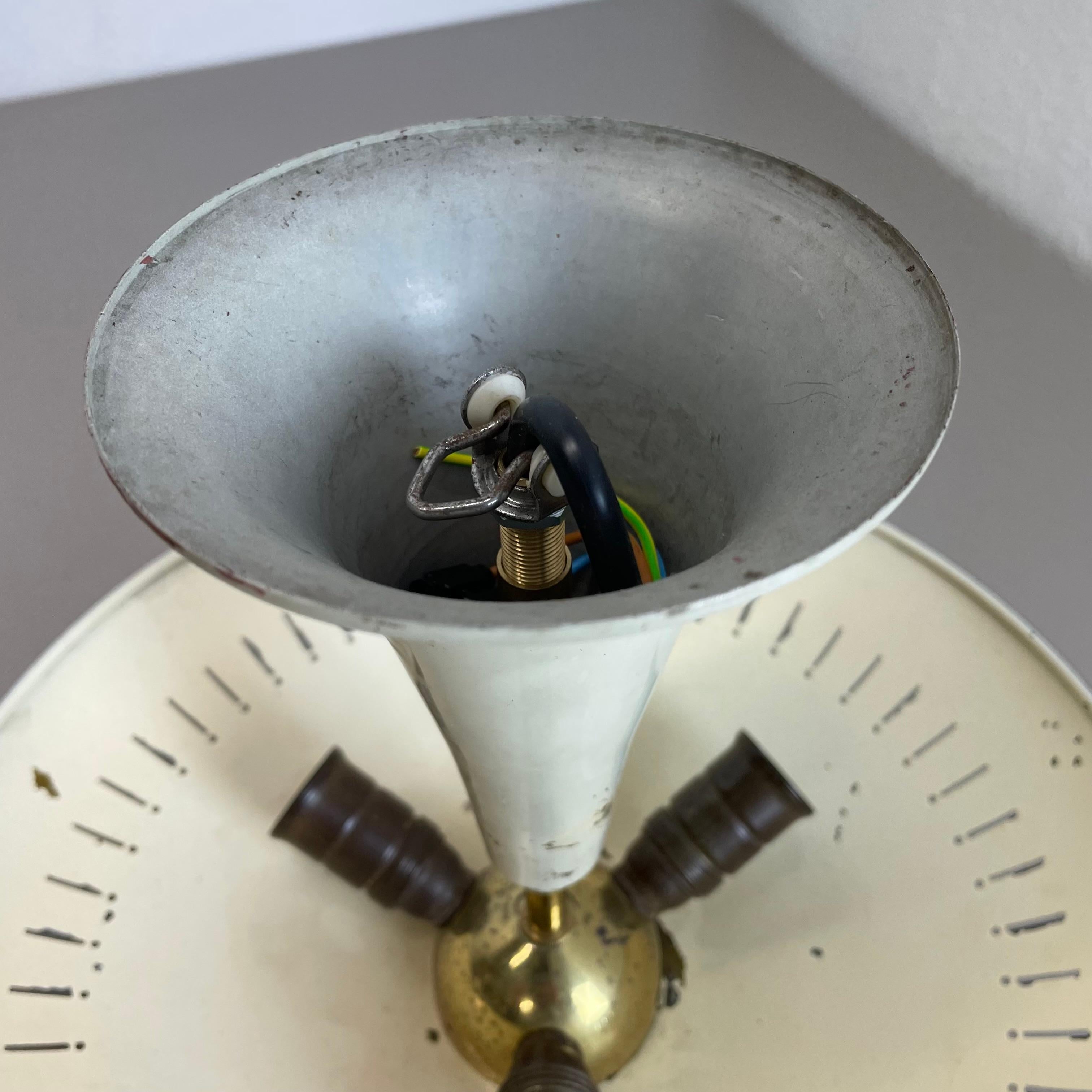 unique round  Brass Gino Sarfatti Style Ceiling Light Flushmount, Italy 1950s 8