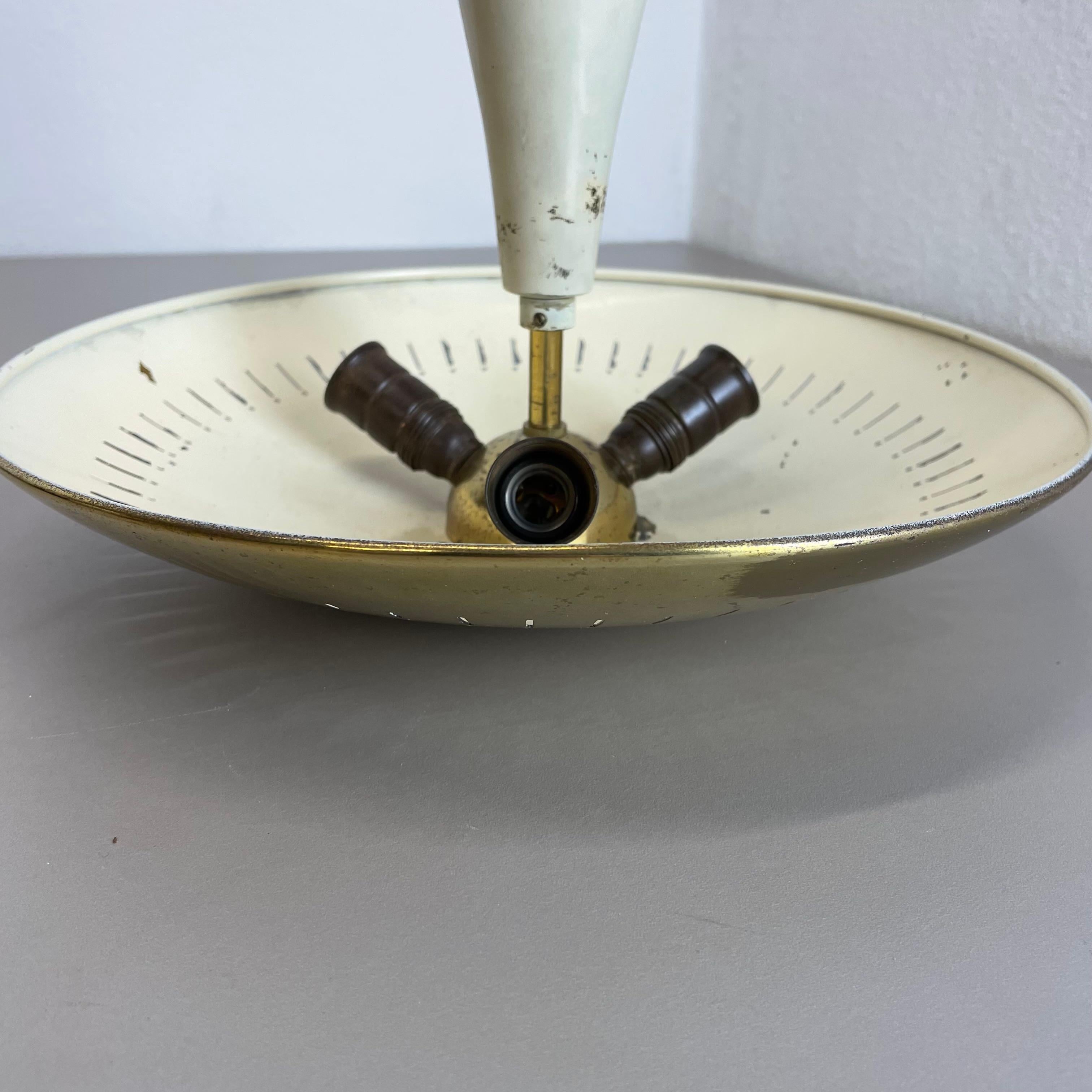 unique round  Brass Gino Sarfatti Style Ceiling Light Flushmount, Italy 1950s 10