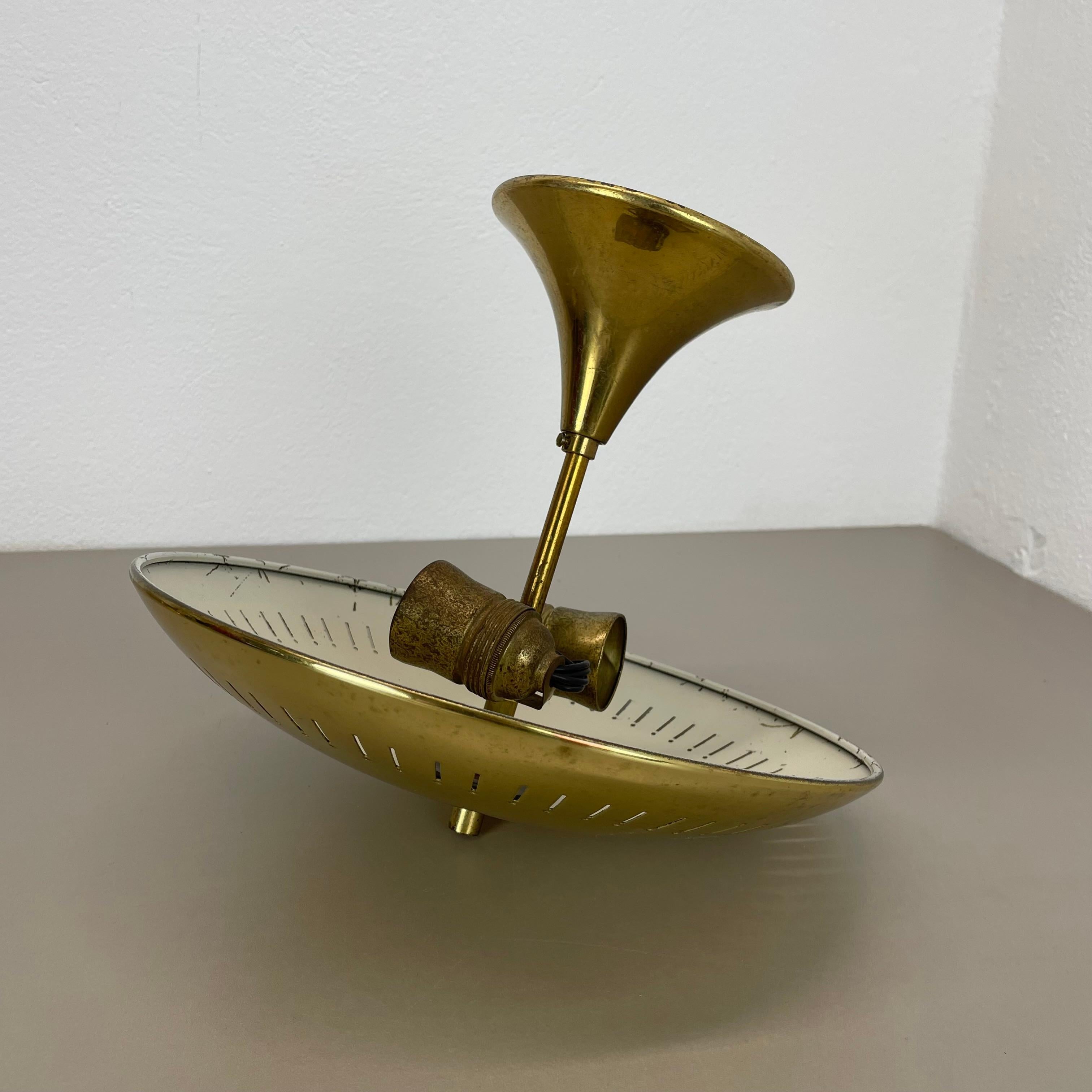 unique round  Brass Gino Sarfatti Style Ceiling Light Flushmount, Italy 1950s For Sale 12