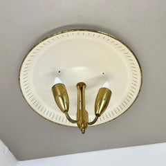 Esclusiva lampada da soffitto rotonda in ottone in stile Gino Sarfatti, Italia, anni '50