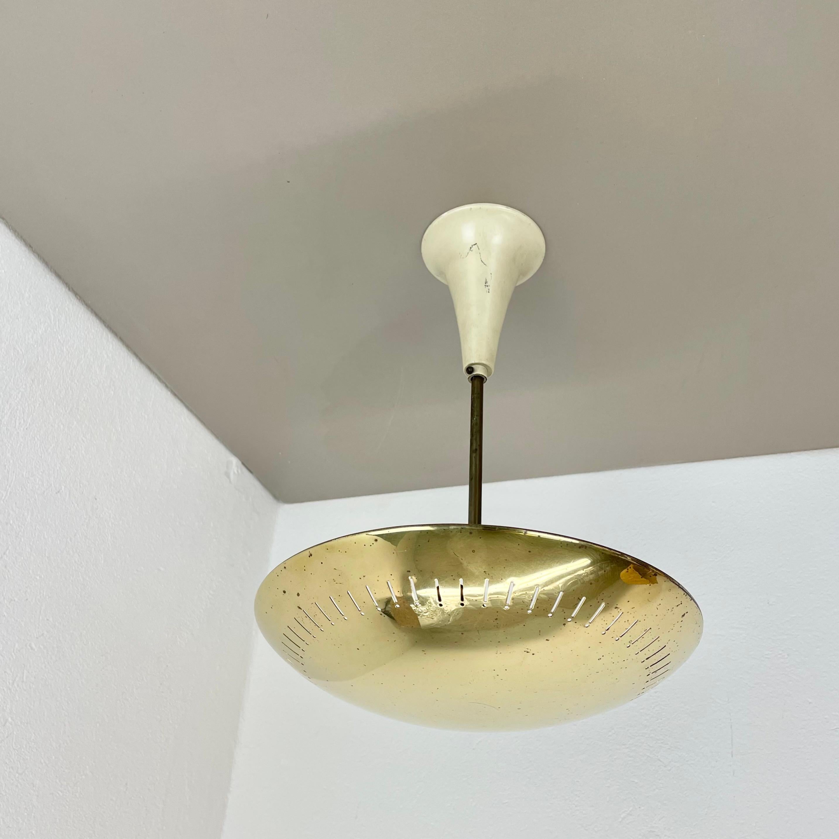 Italian unique round  Brass Gino Sarfatti Style Ceiling Light Flushmount, Italy 1950s For Sale